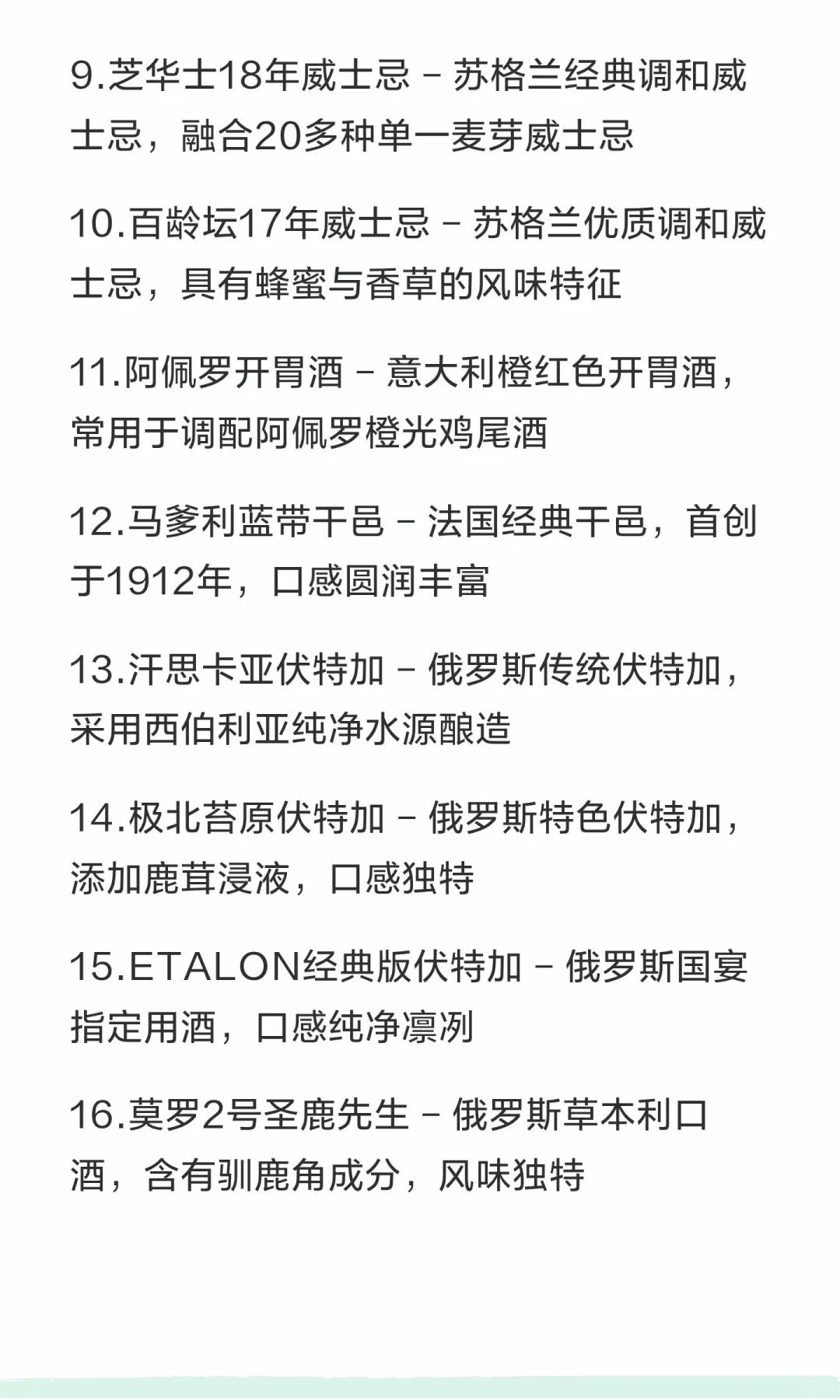 欧洲好酒（白酒）30强榜单，请您完善