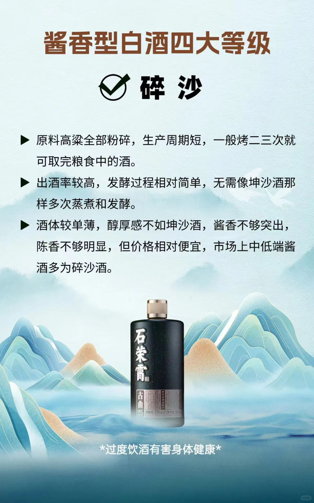 酱酒4个等级，坤沙、碎法、翻沙、窜沙！