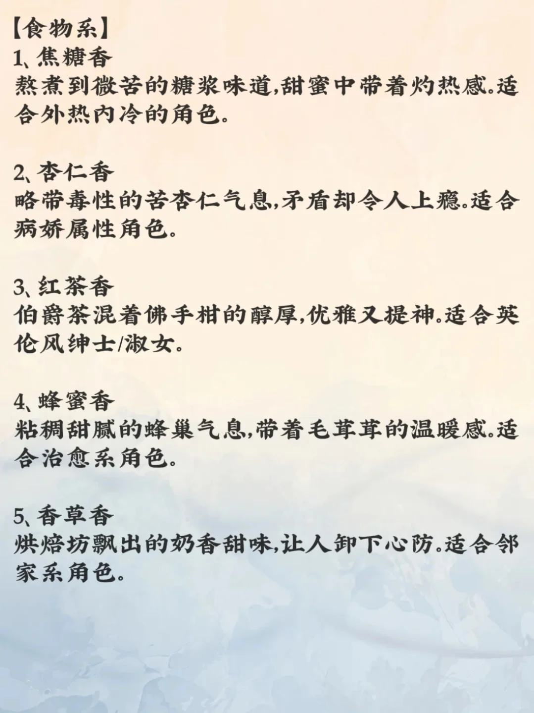 写小说可以用的体香设定