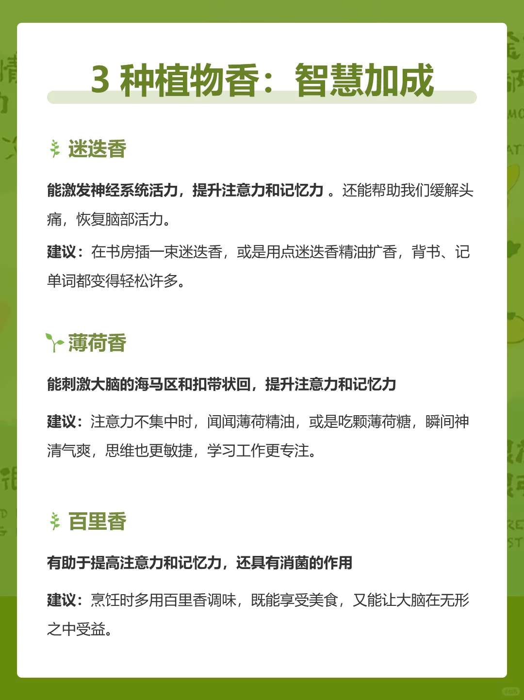 必知！12种记忆力的香味和使用方法！