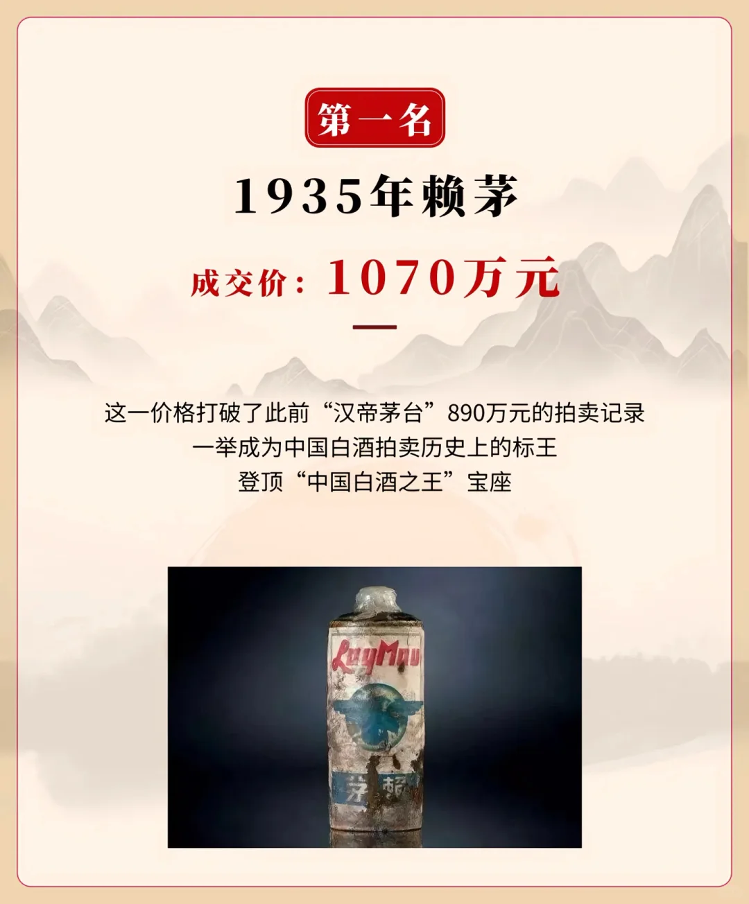 中国历史拍卖最贵的白酒是？