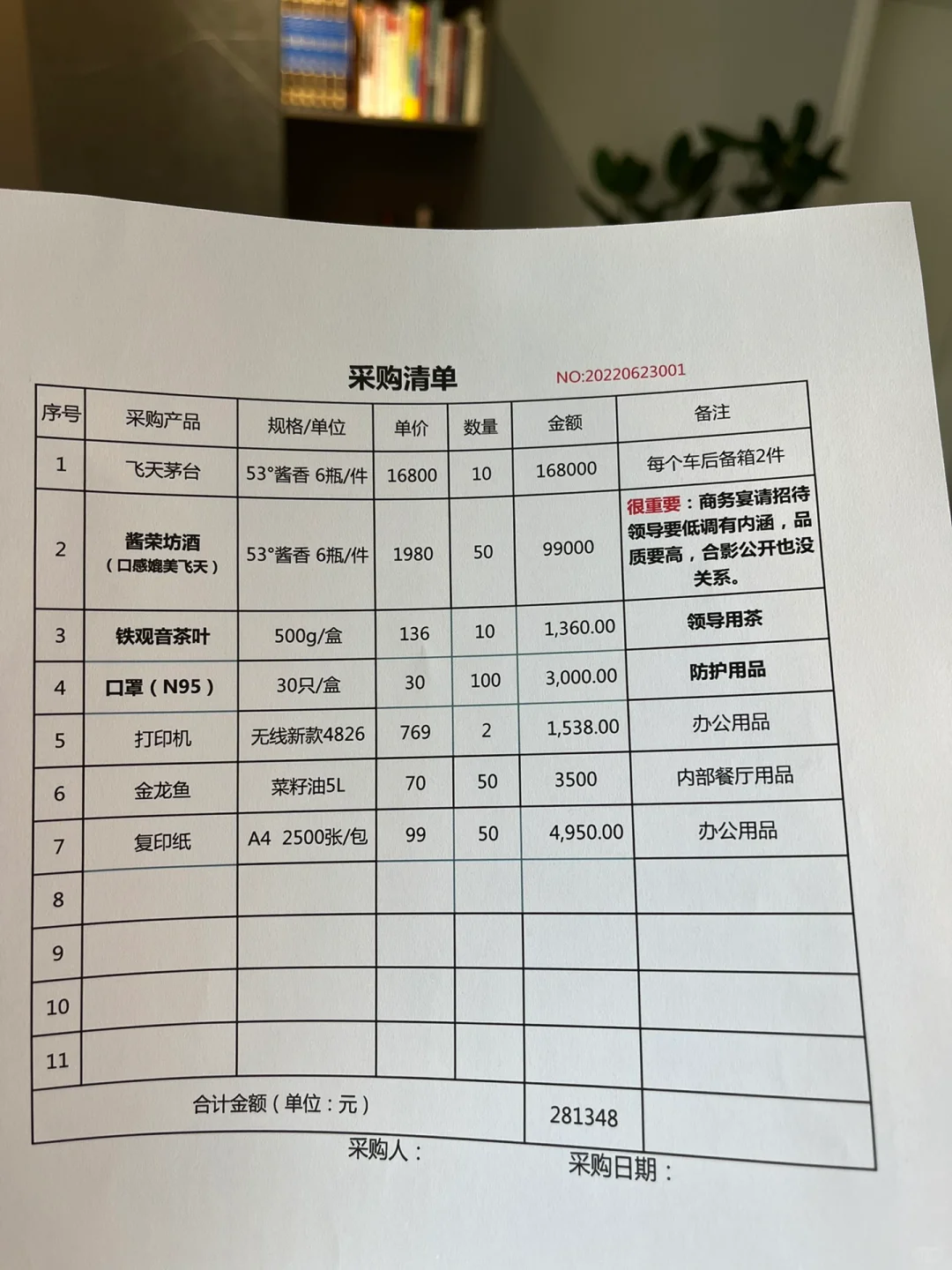 公司采购，一天之内必须完成