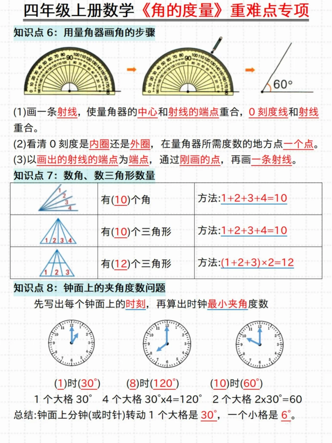 抓紧练‼️四年级数学《角的度量》重难点