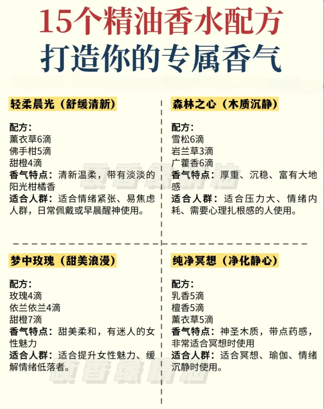15个精油香水配方，打造你的专属香气