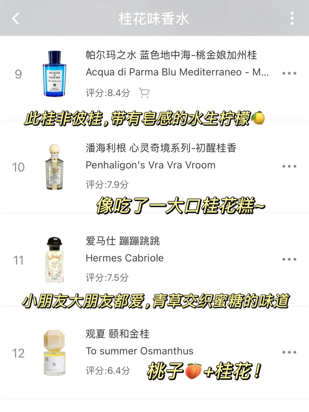 预算从5-3000！桂花味香水「入股不亏」清单?