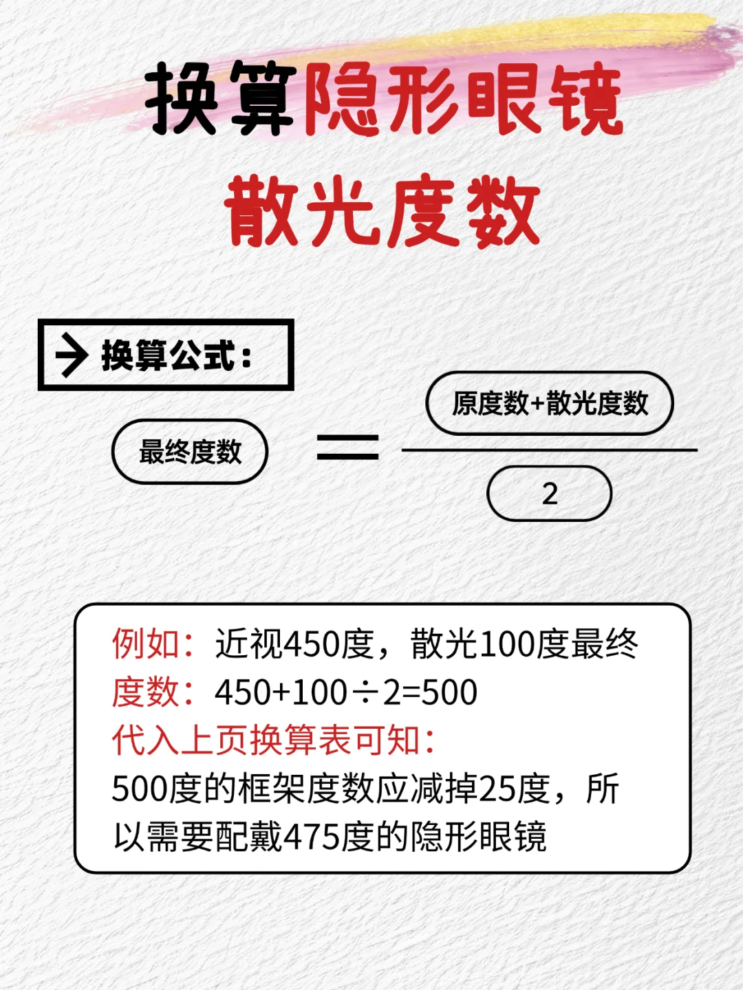 隐形眼镜换算公式，一秒计算度数?