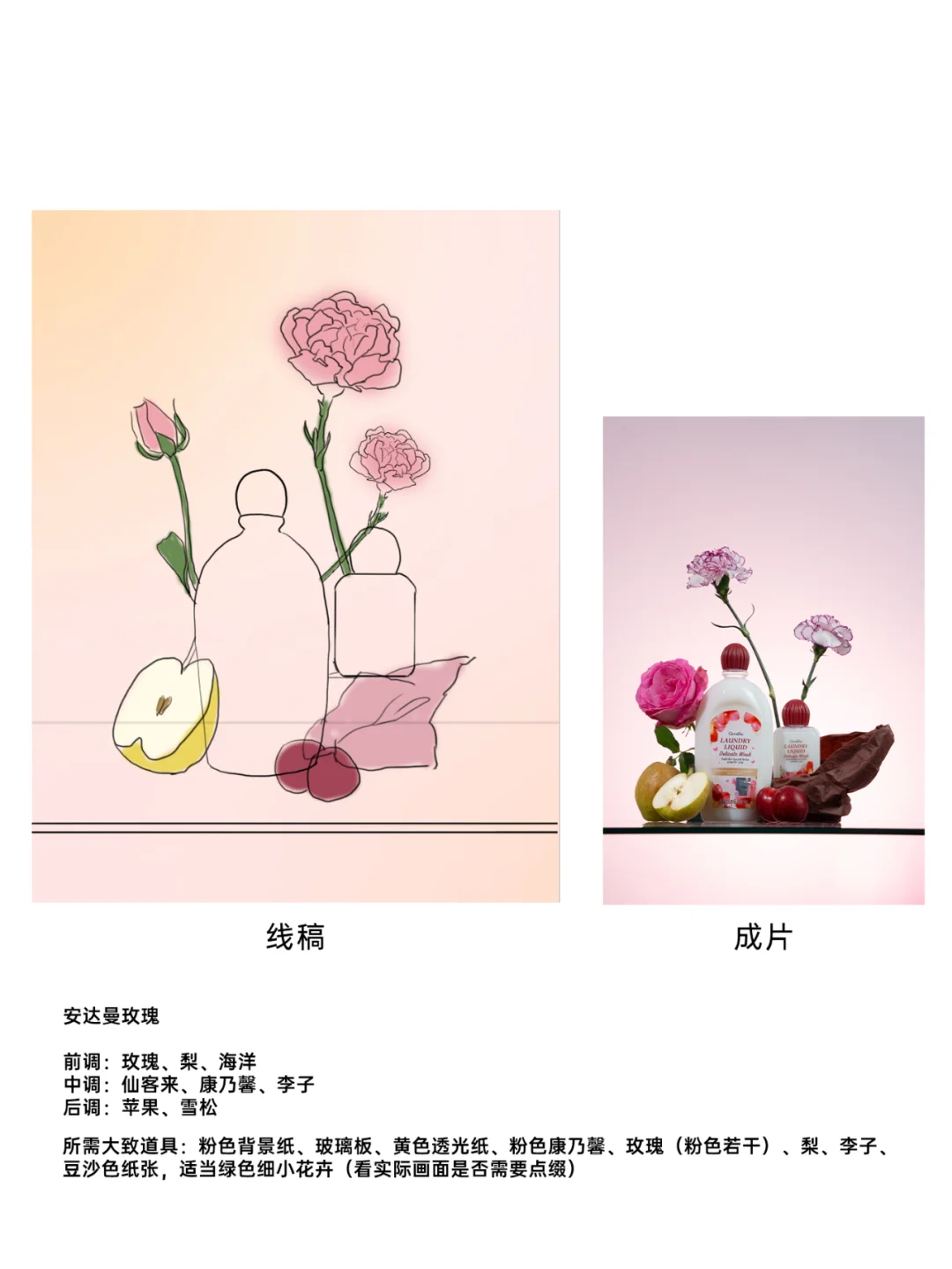 产品香型图拍摄方案手稿 (花卉水果版）