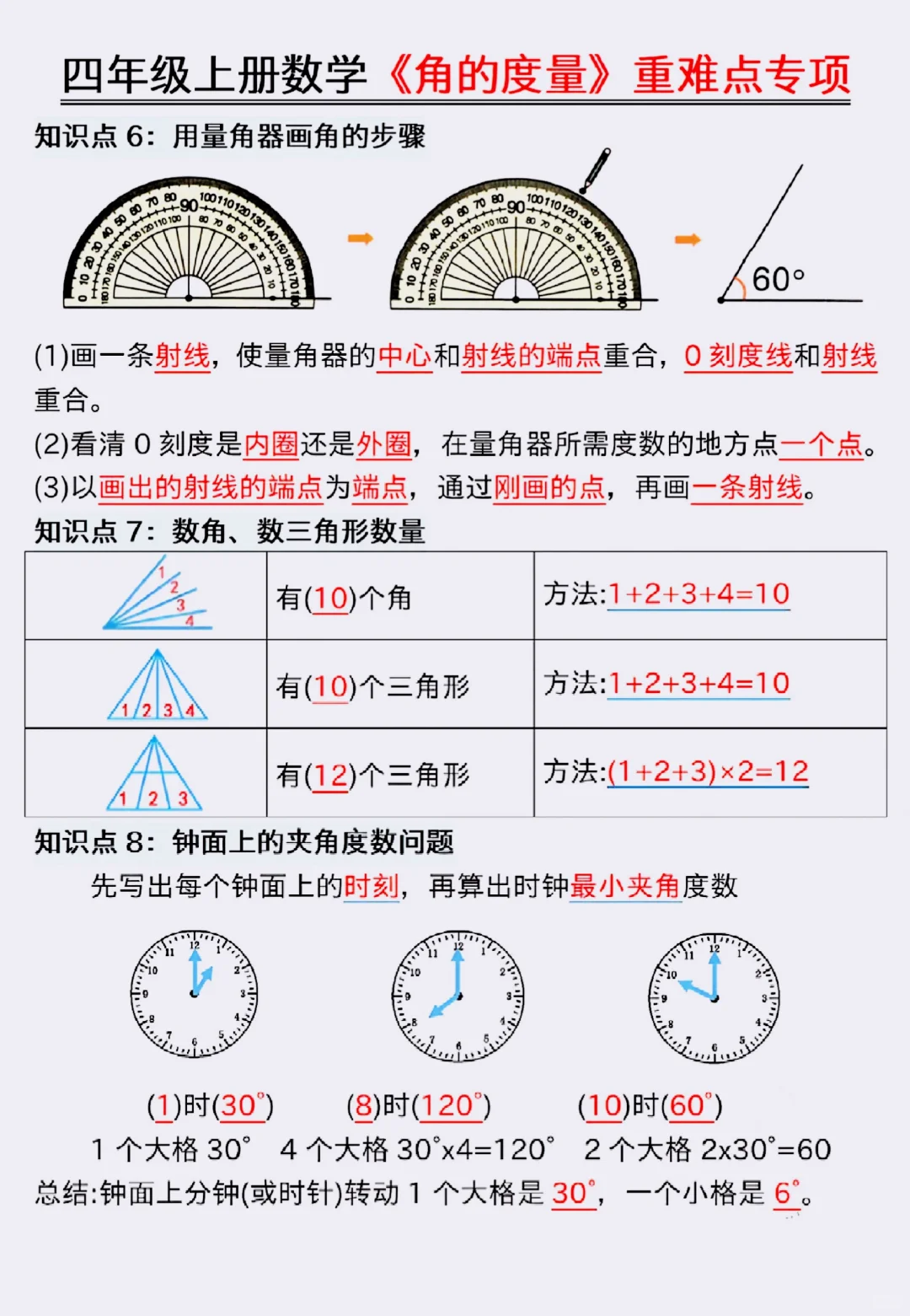 四上数学《角的度量》吃透＝稳上98+