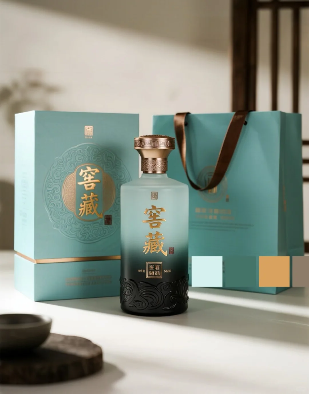 高端白酒瓶包装设计|蓝色渐变白酒包装设计