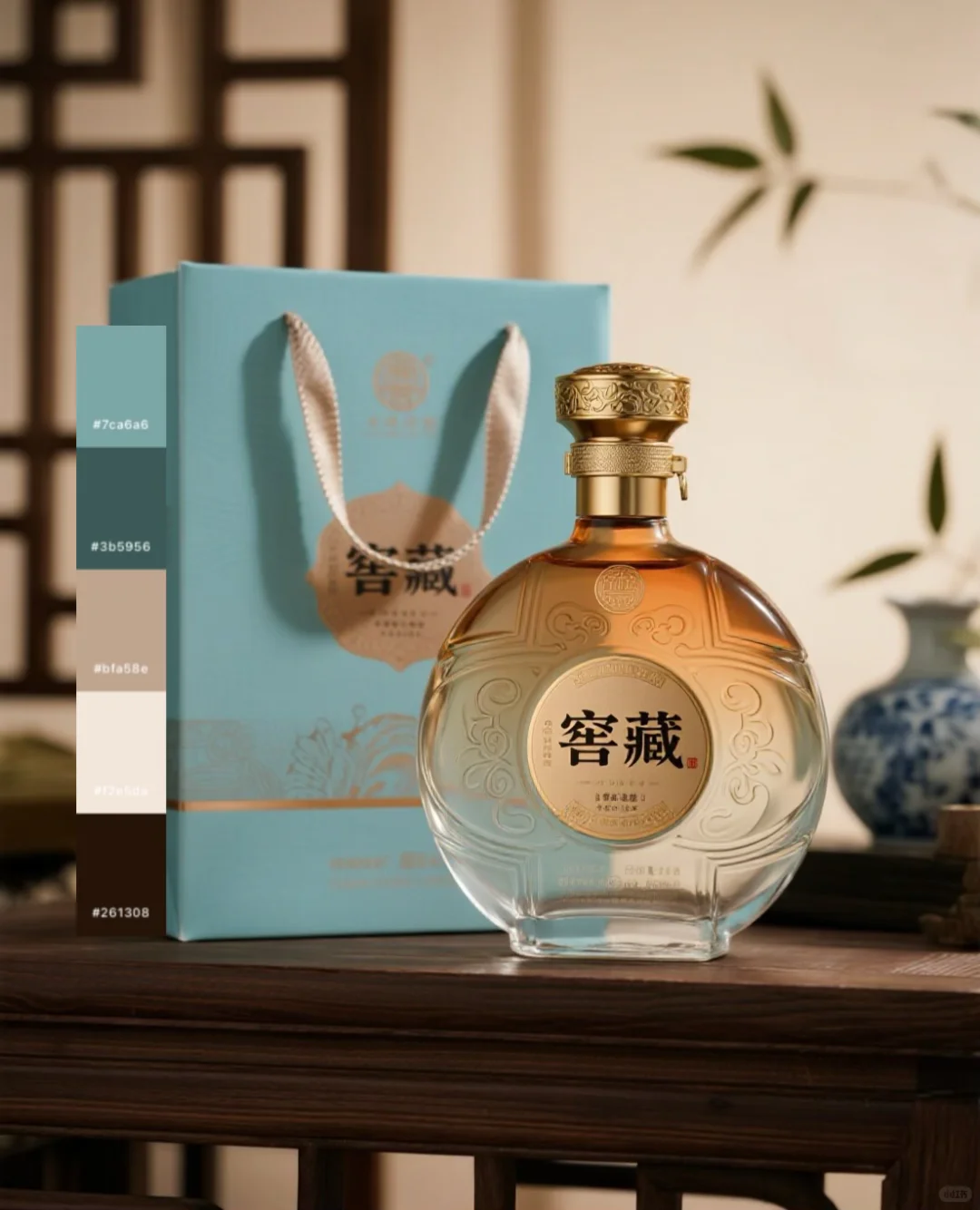 中式高端白酒包装设计|高端酒瓶建模设计