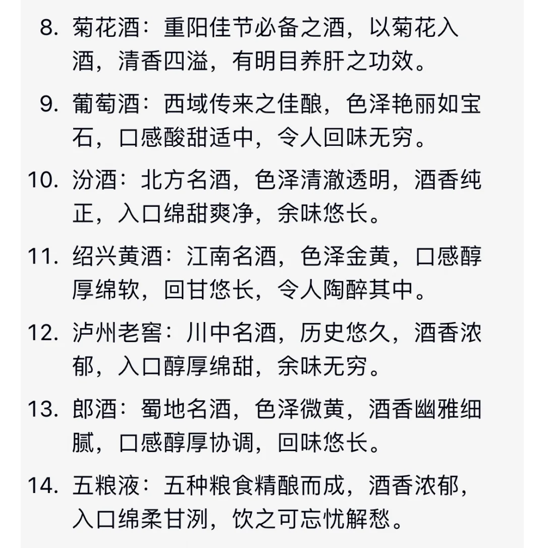 写小说✍?“古代名酒”描写