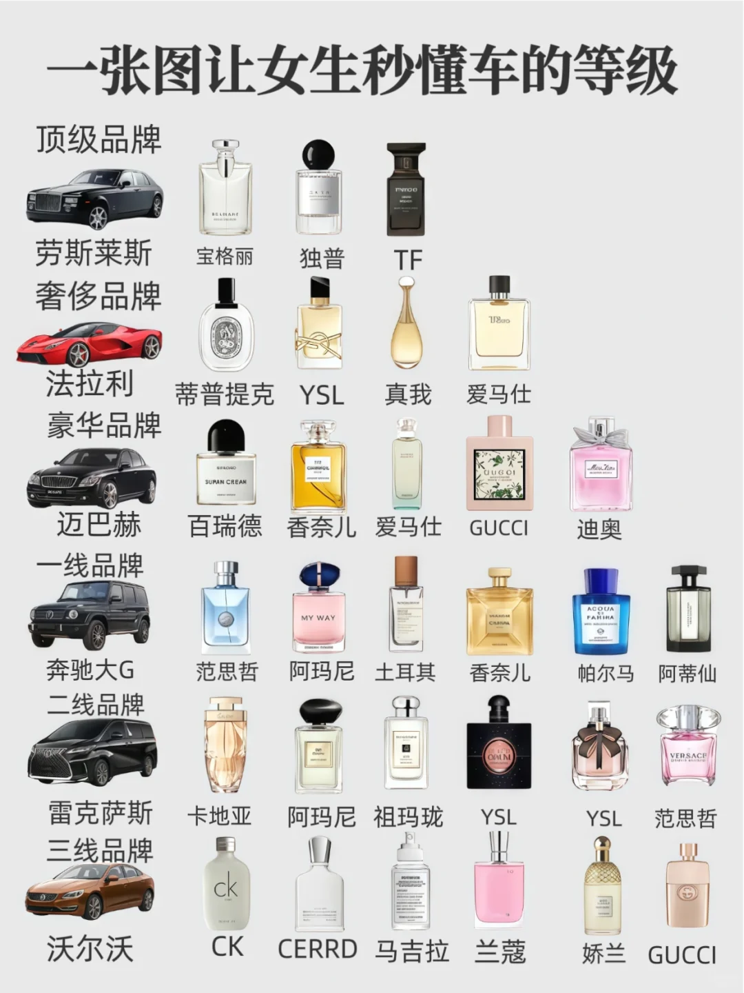 ?一张图秒变懂车女王!你的爱车是啥段位