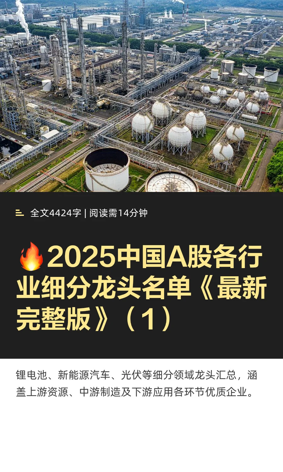 ?2025 A股细分龙头汇总《完整版》（1）