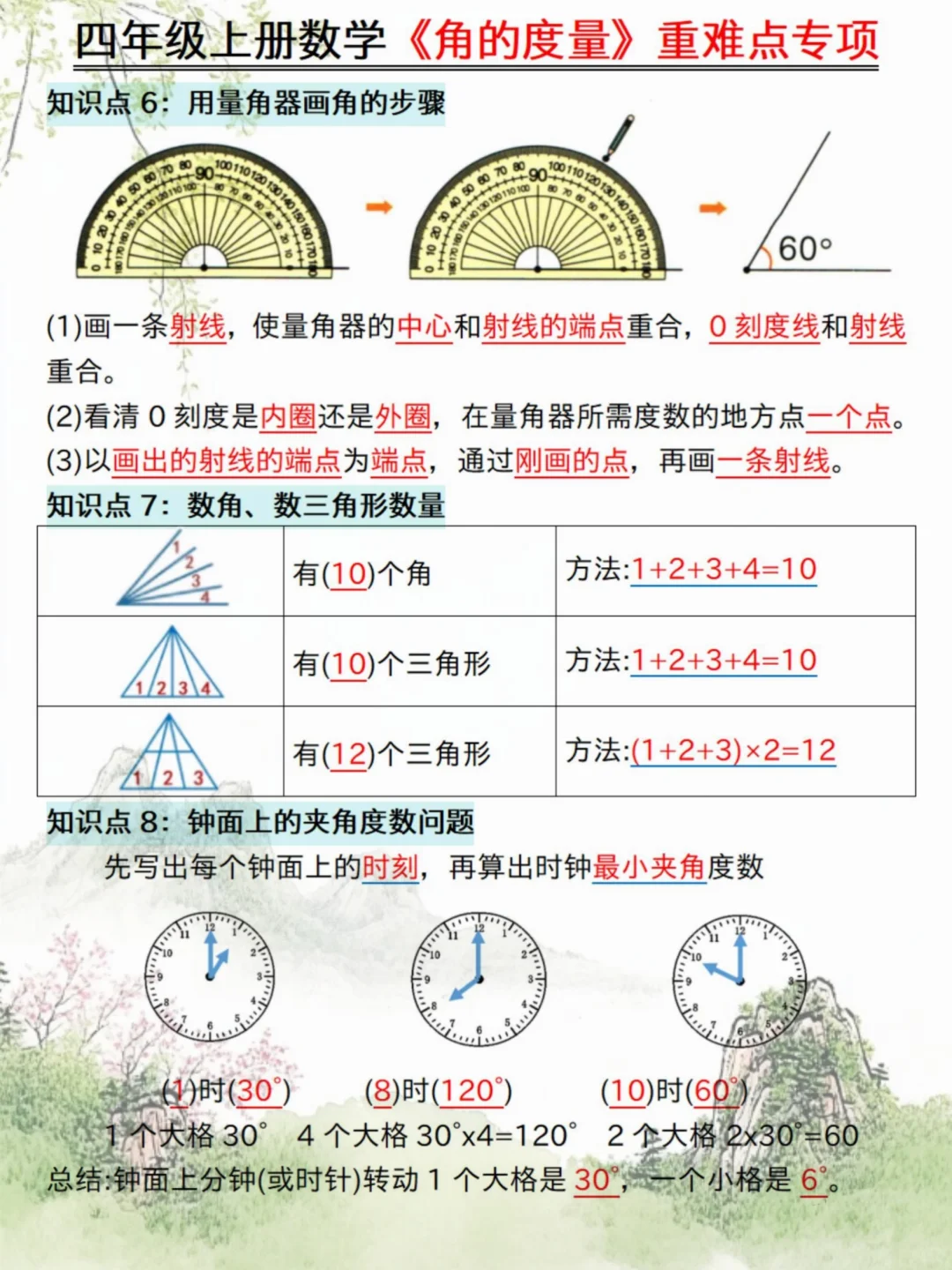 抓紧练‼️四年级数学《角的度量》所有题型