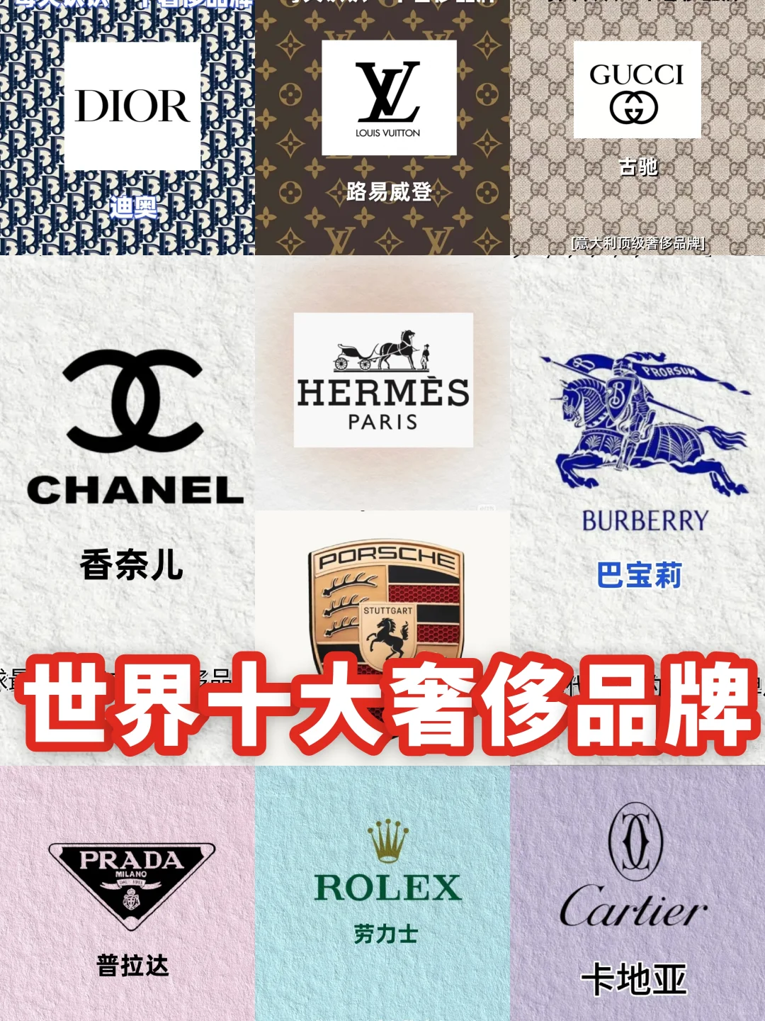 全球十大奢侈品牌