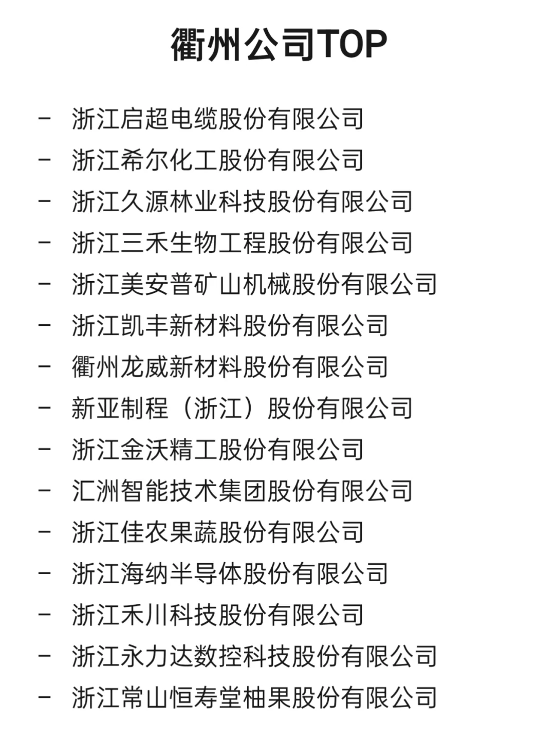 衢州顶级企业盘点