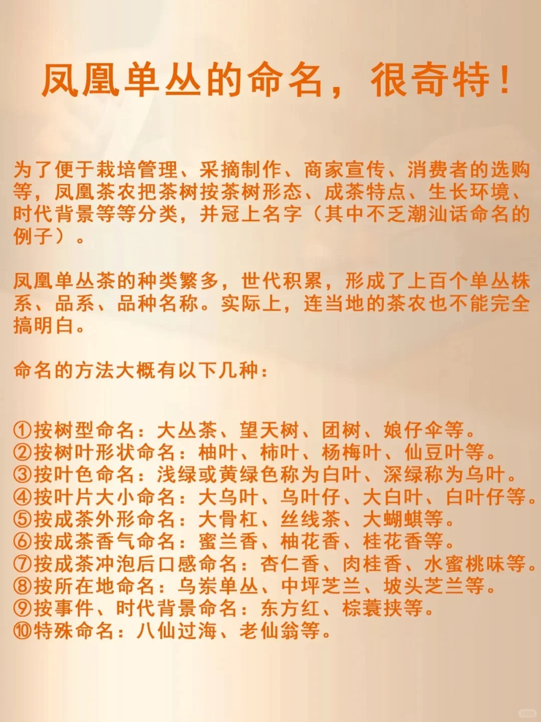 扫盲贴?凤凰单丛十大香型?