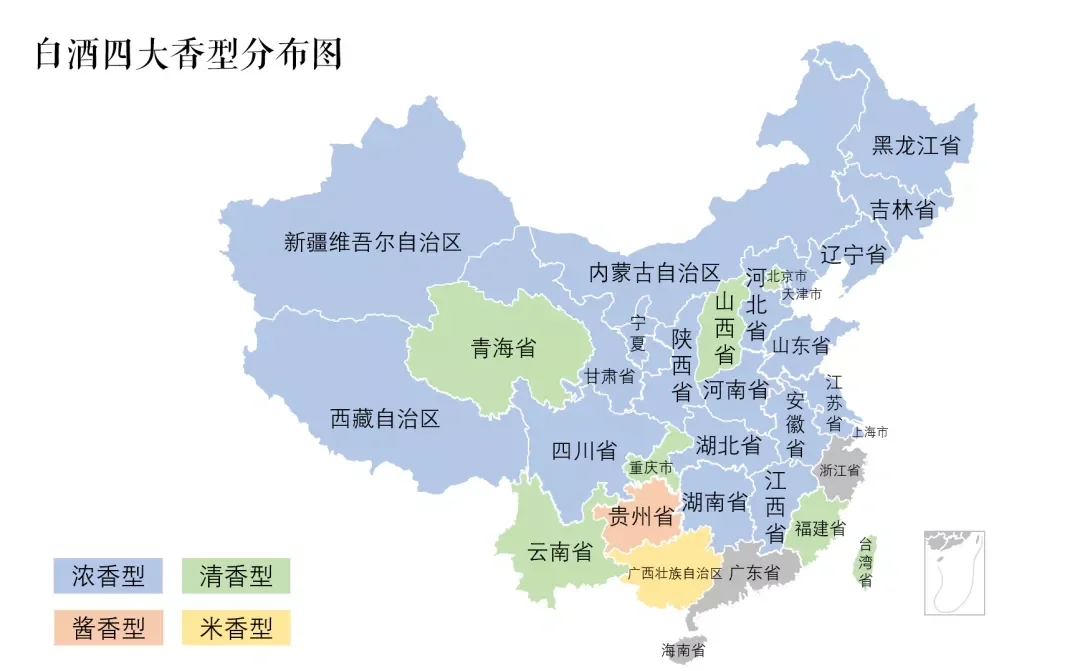 白酒四大香型分布图