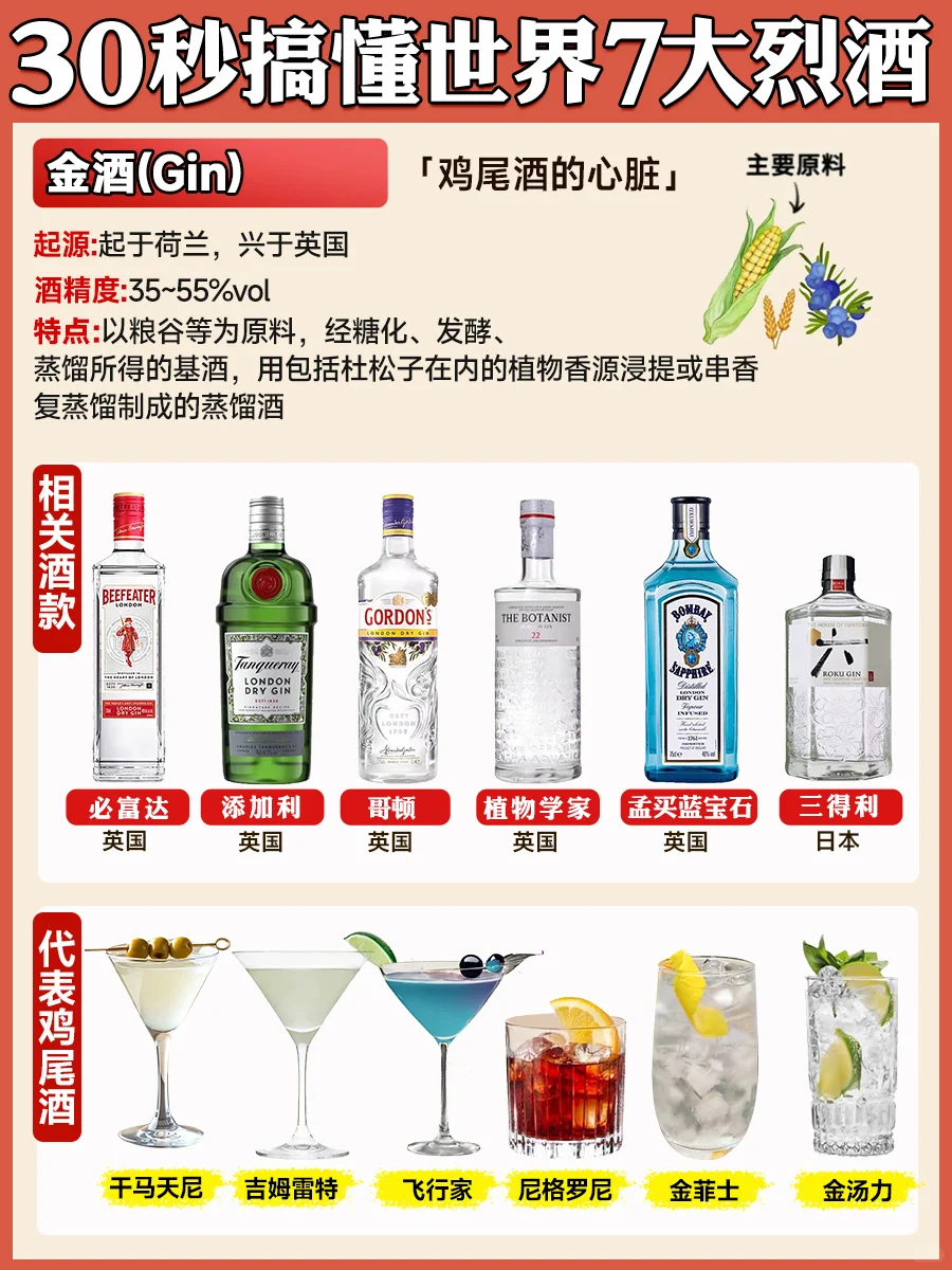 30秒搞懂世界7大烈酒 新手调酒必懂
