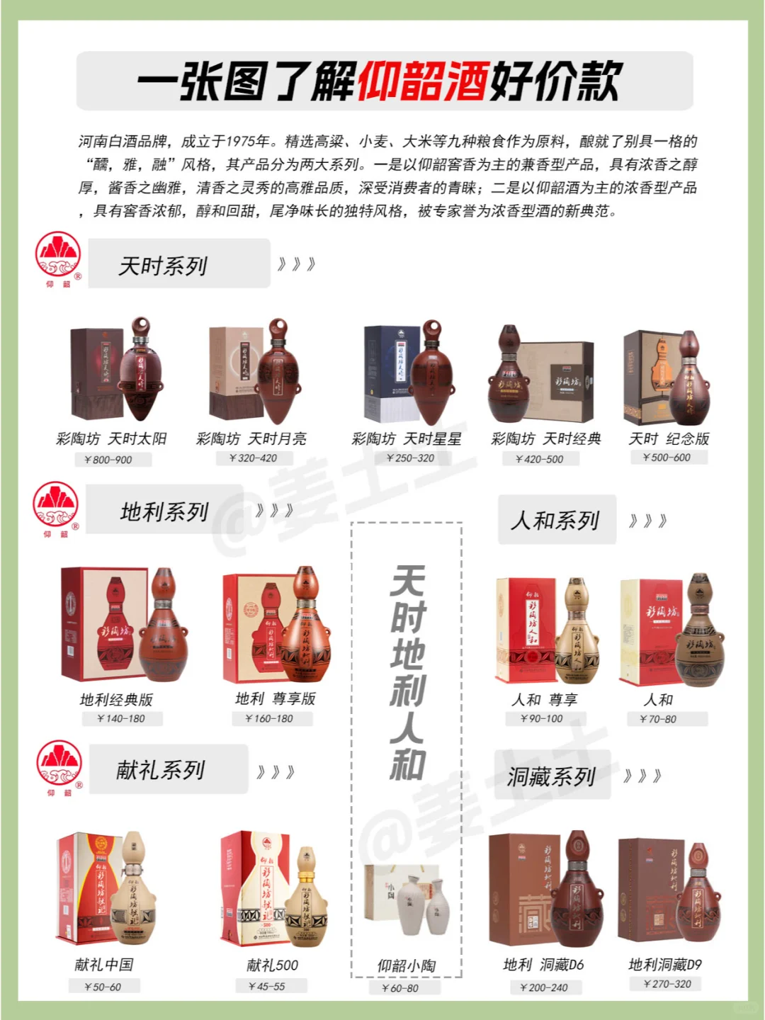 一图了解仰韶酒全系列好价