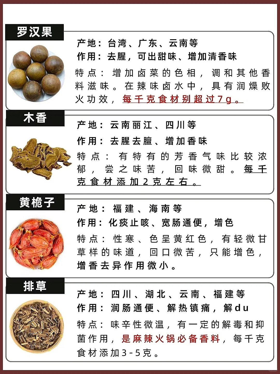 常见香料区别及作用