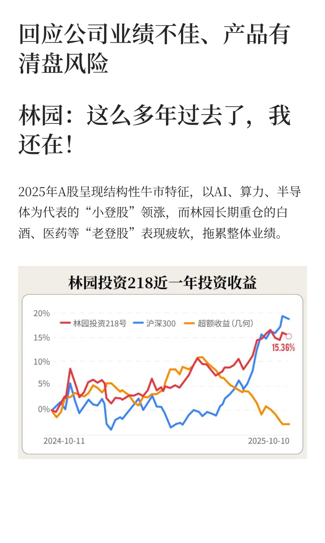 林园回应牛市亏钱 坚持白酒是“快乐需求”