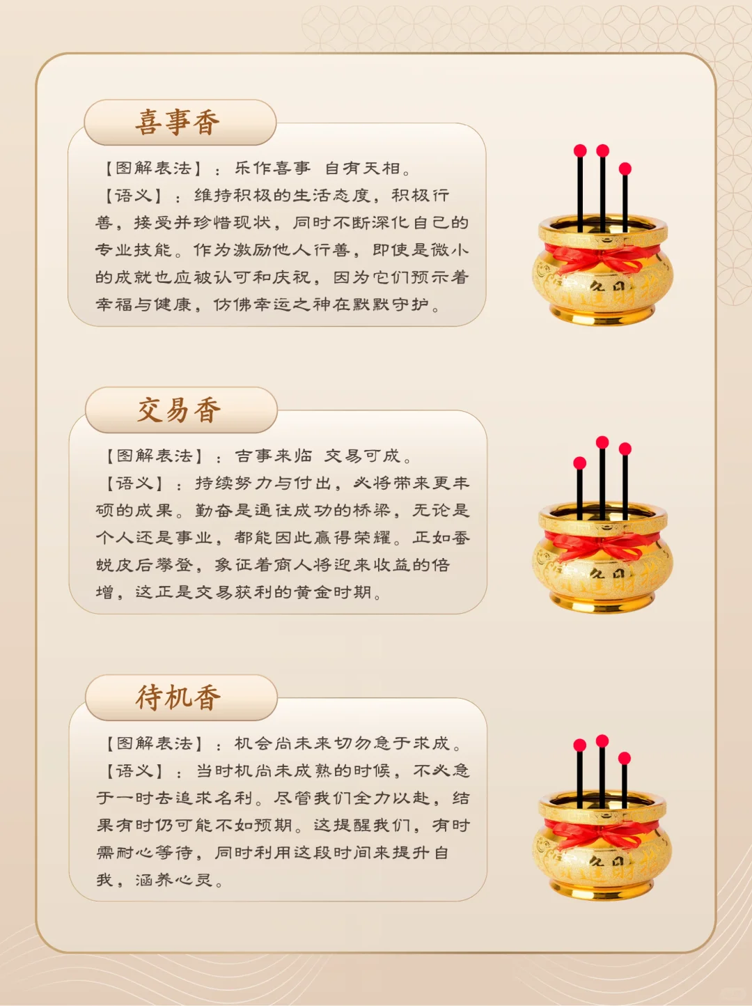 【香谱】三支香的形态代表不一样的寓意