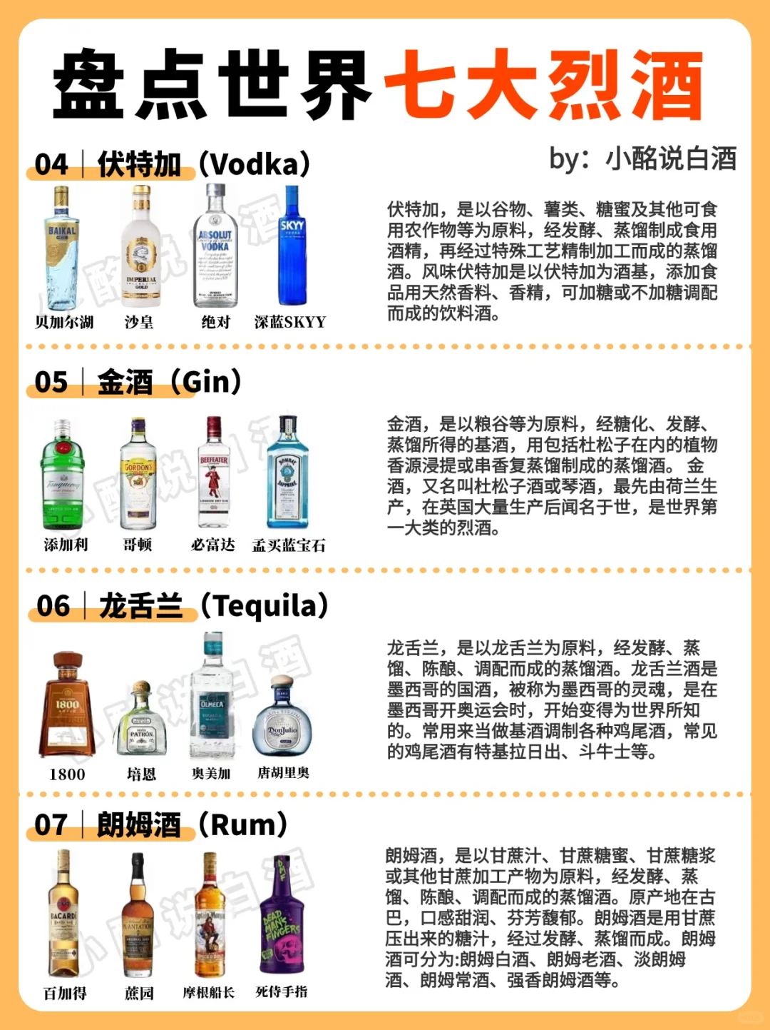 世界七大烈酒有哪些❓新手调酒必懂?