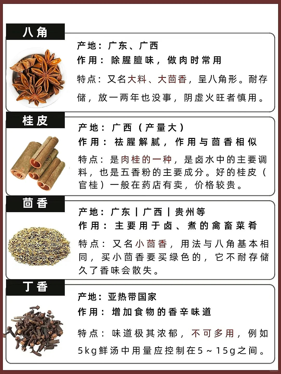 常见香料区别及作用