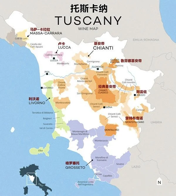 意大利葡萄酒产区图