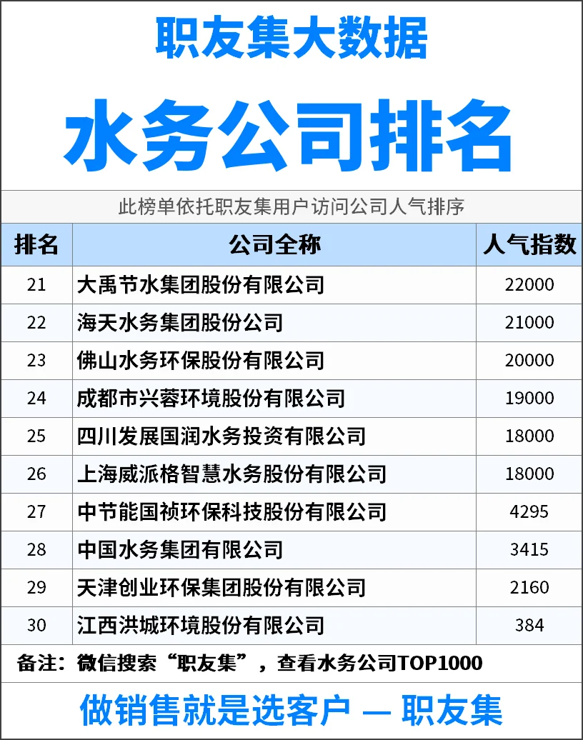 2025年中国‌‌‌水务公司排行榜