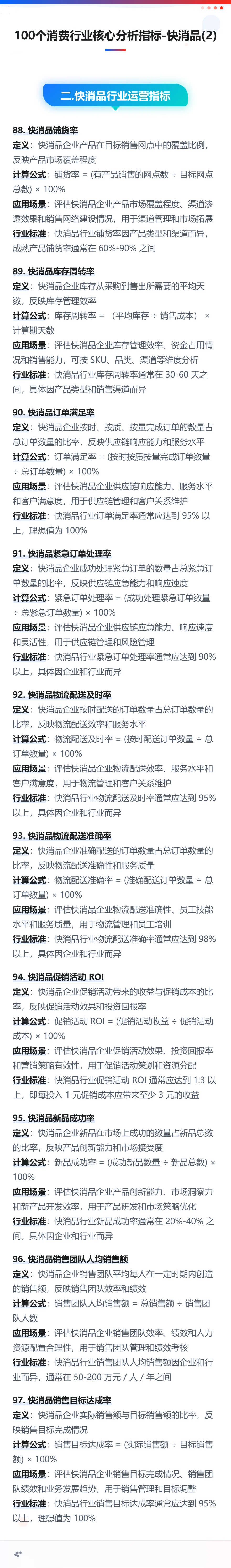 100个消费行业核心分析指标-快消品(2)