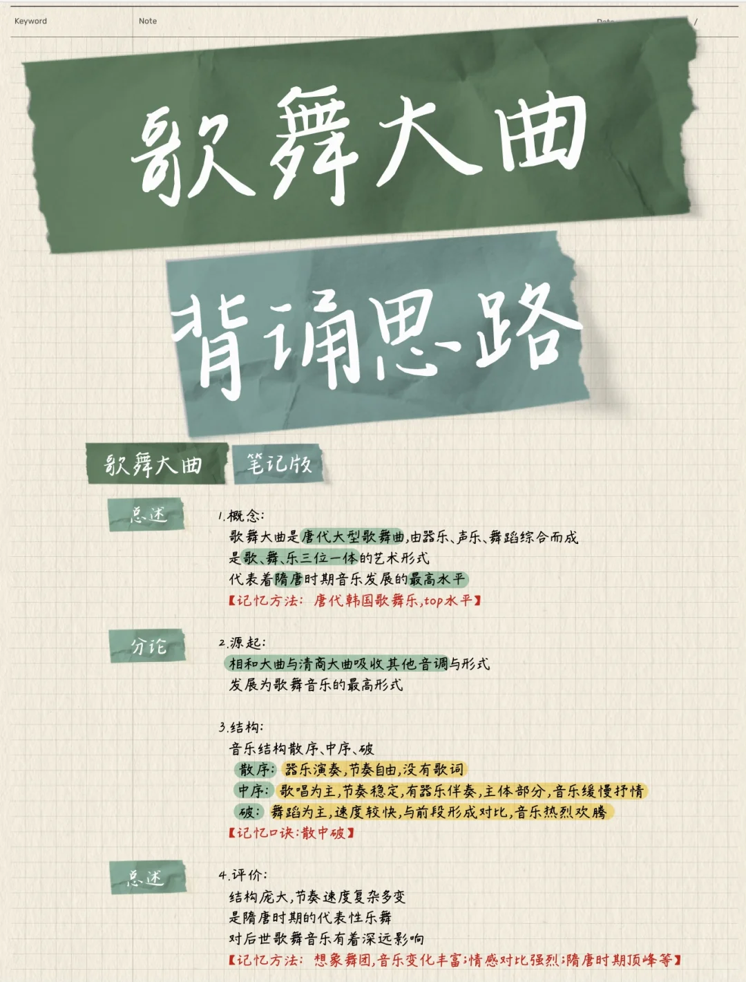 考研音乐史带背笔记|歌舞大曲