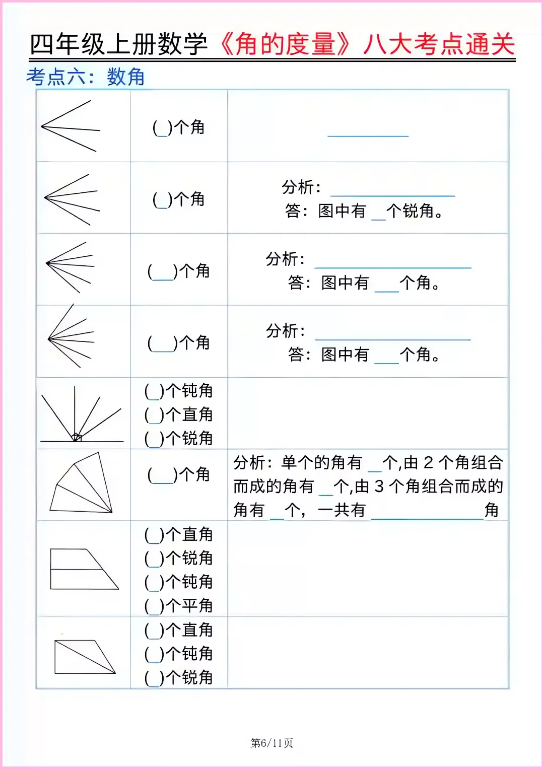 四上数学重难点角的度量八大考点通关