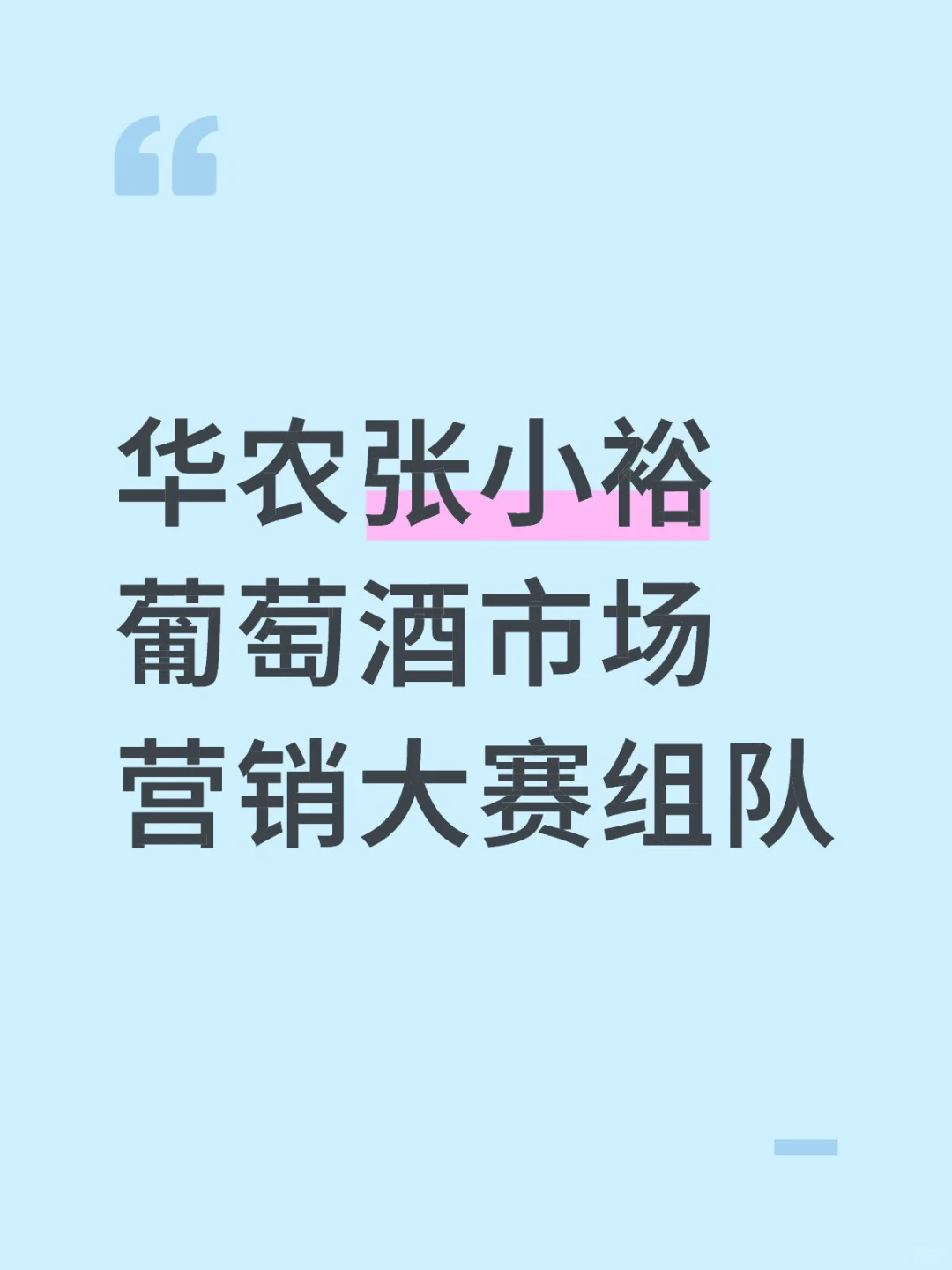 华农张小裕葡萄酒市场营销大赛组队
