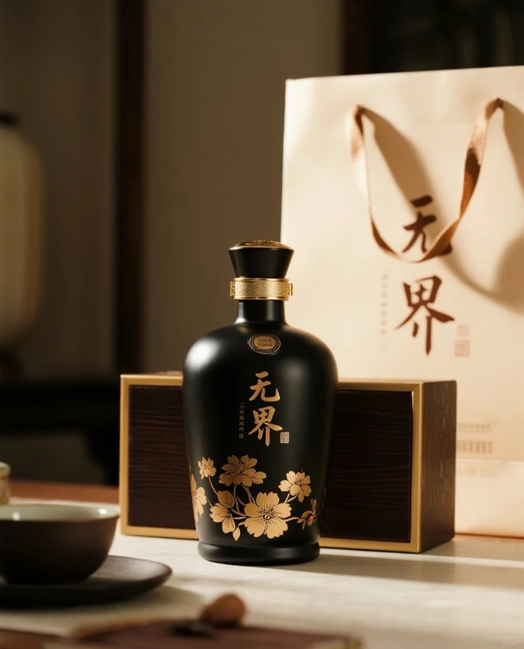 设计|黑色酒瓶包装设计|高端白酒礼盒设计