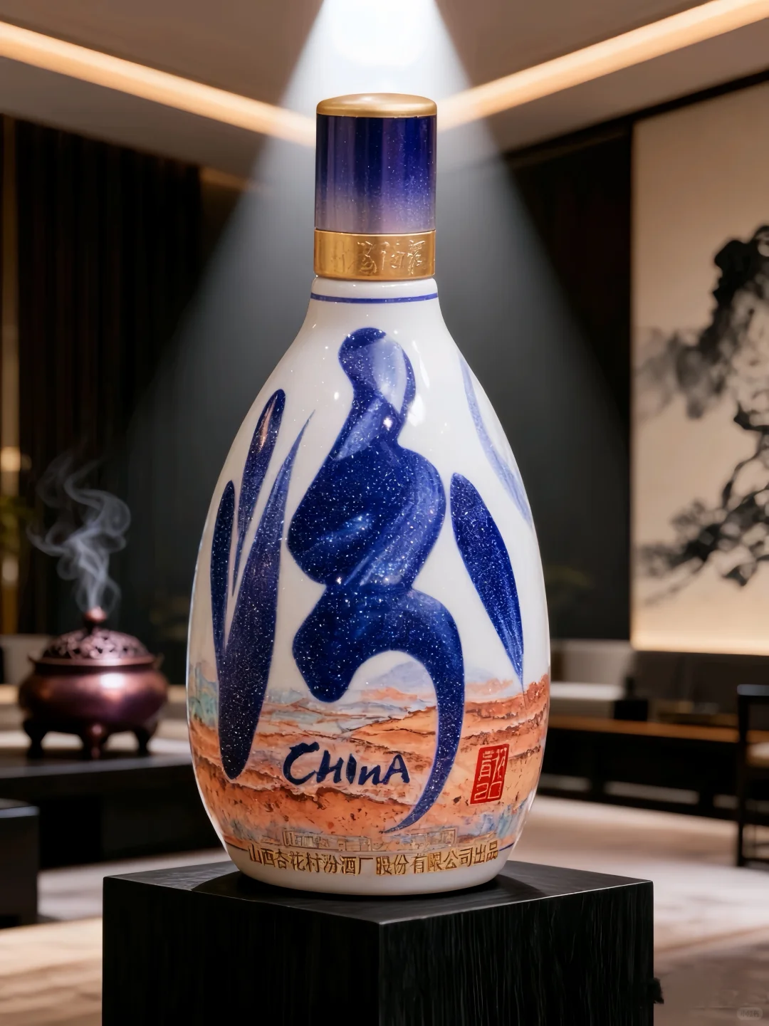 【青花20·五行诗瓶】