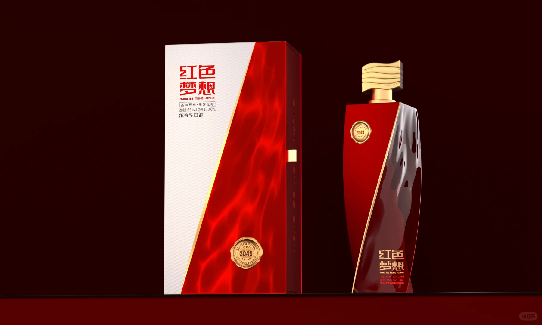 几何破格 + 红金叙事|“红色梦想” 白酒包装