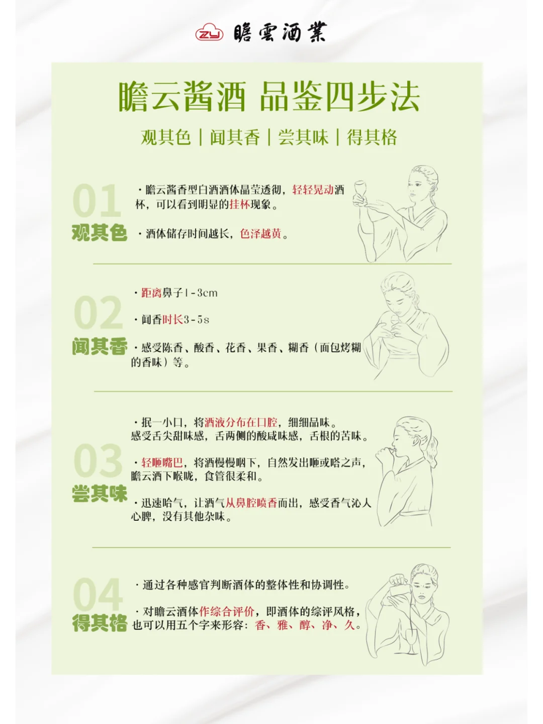 瞻云酱酒品鉴四步法
