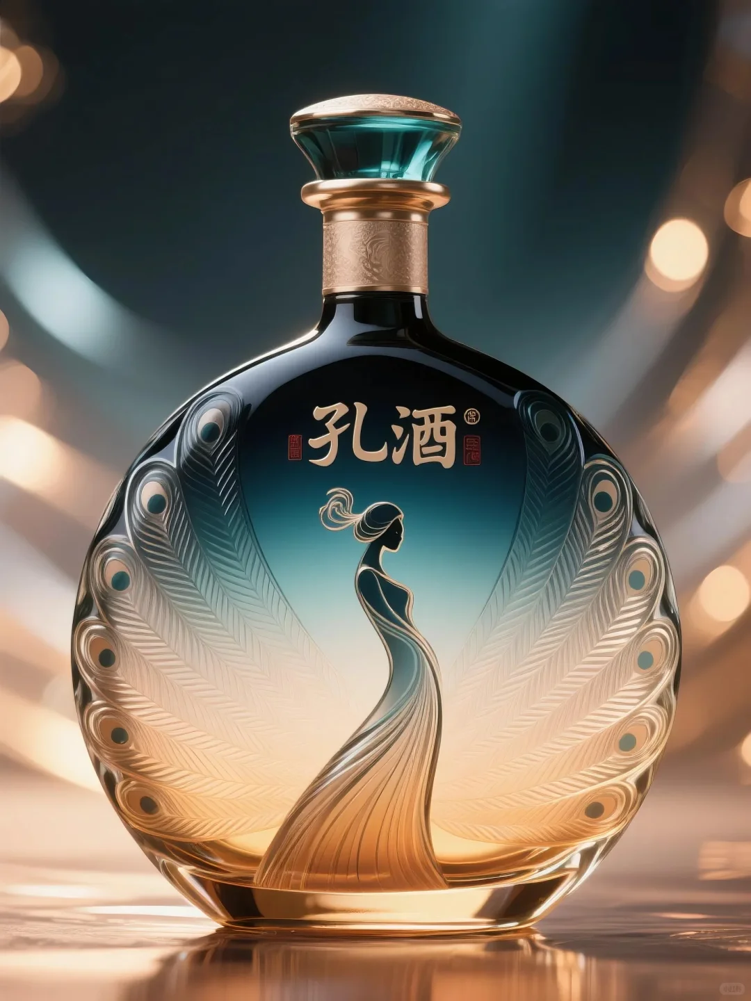 白酒设计-蓝釉凝雀魄，金书载儒魂