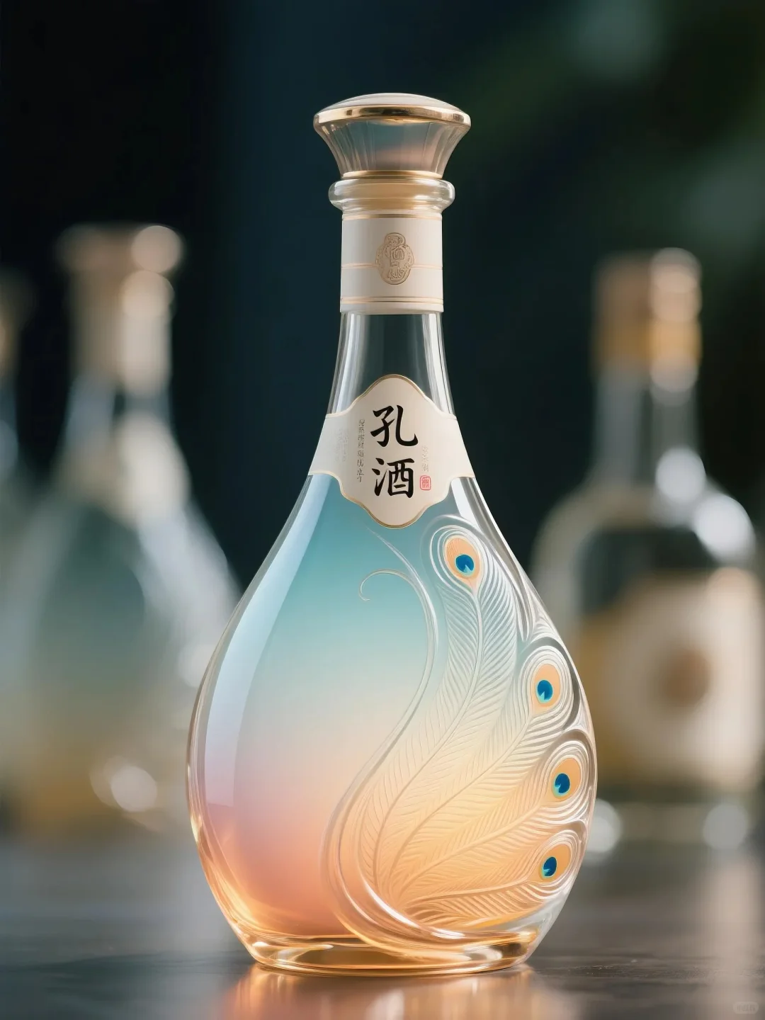 白酒设计-蓝釉凝雀魄，金书载儒魂