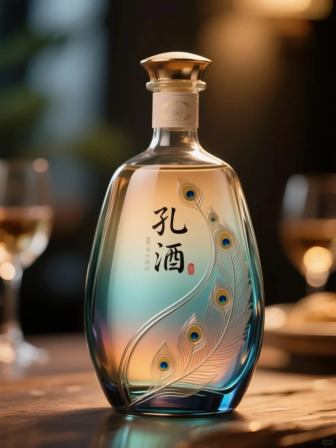 白酒设计-蓝釉凝雀魄，金书载儒魂