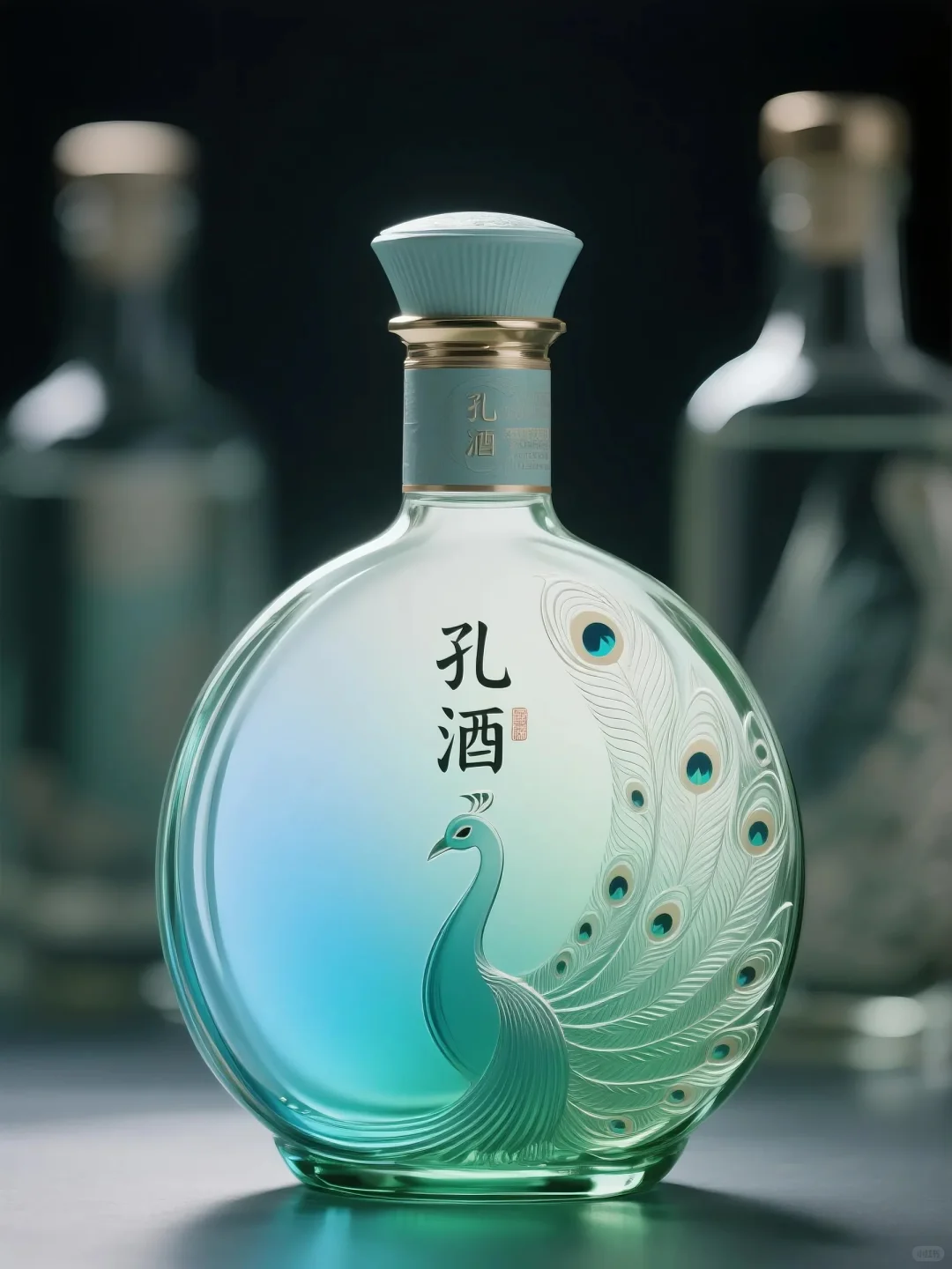 白酒设计-蓝釉凝雀魄，金书载儒魂