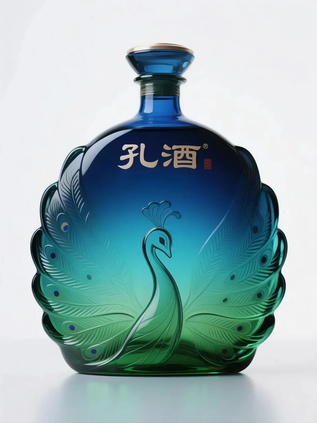 白酒设计-蓝釉凝雀魄，金书载儒魂