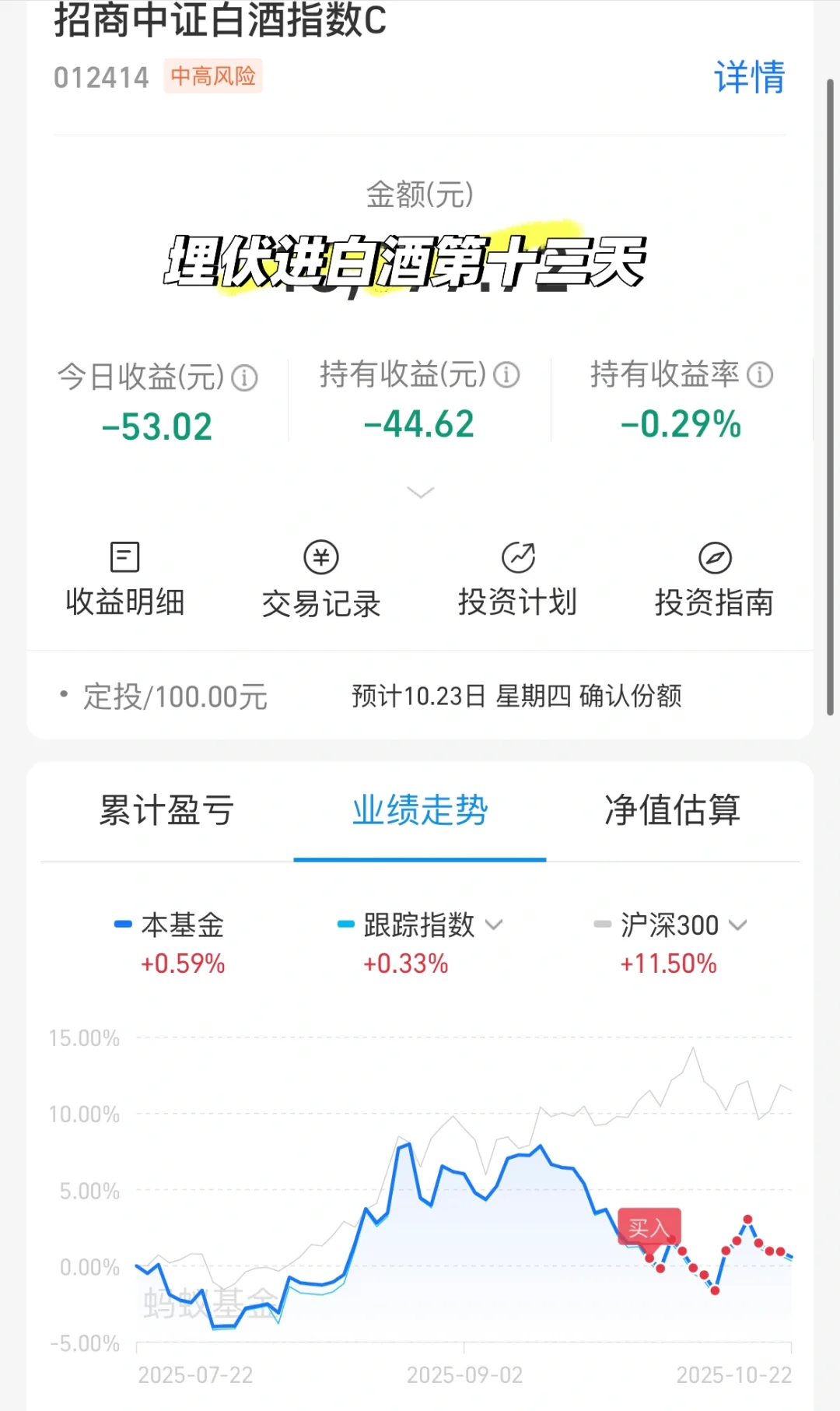 埋伏进白酒第十三天，（今天黄金杀我）