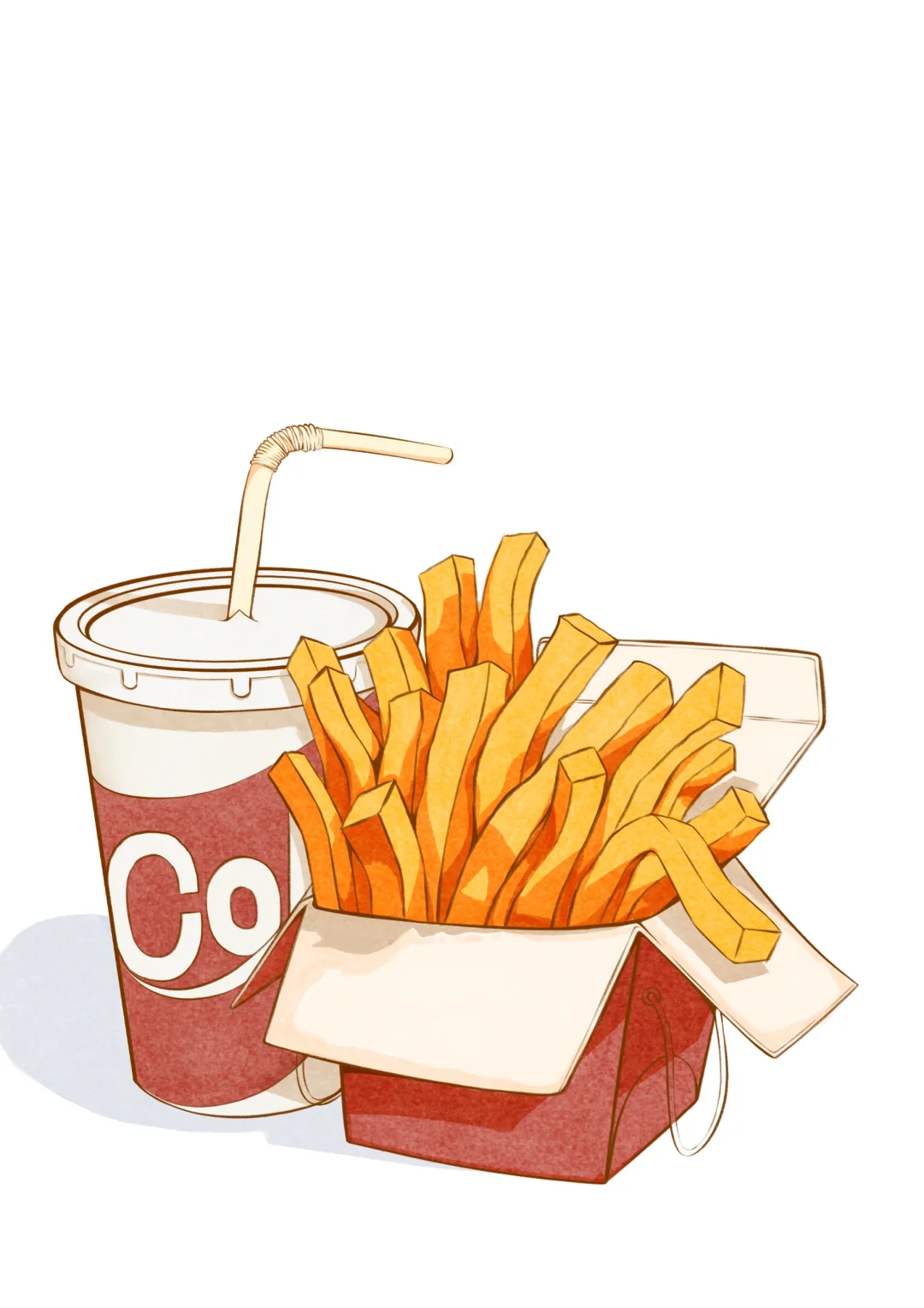 插画临摹练习打卡 011薯条可乐?