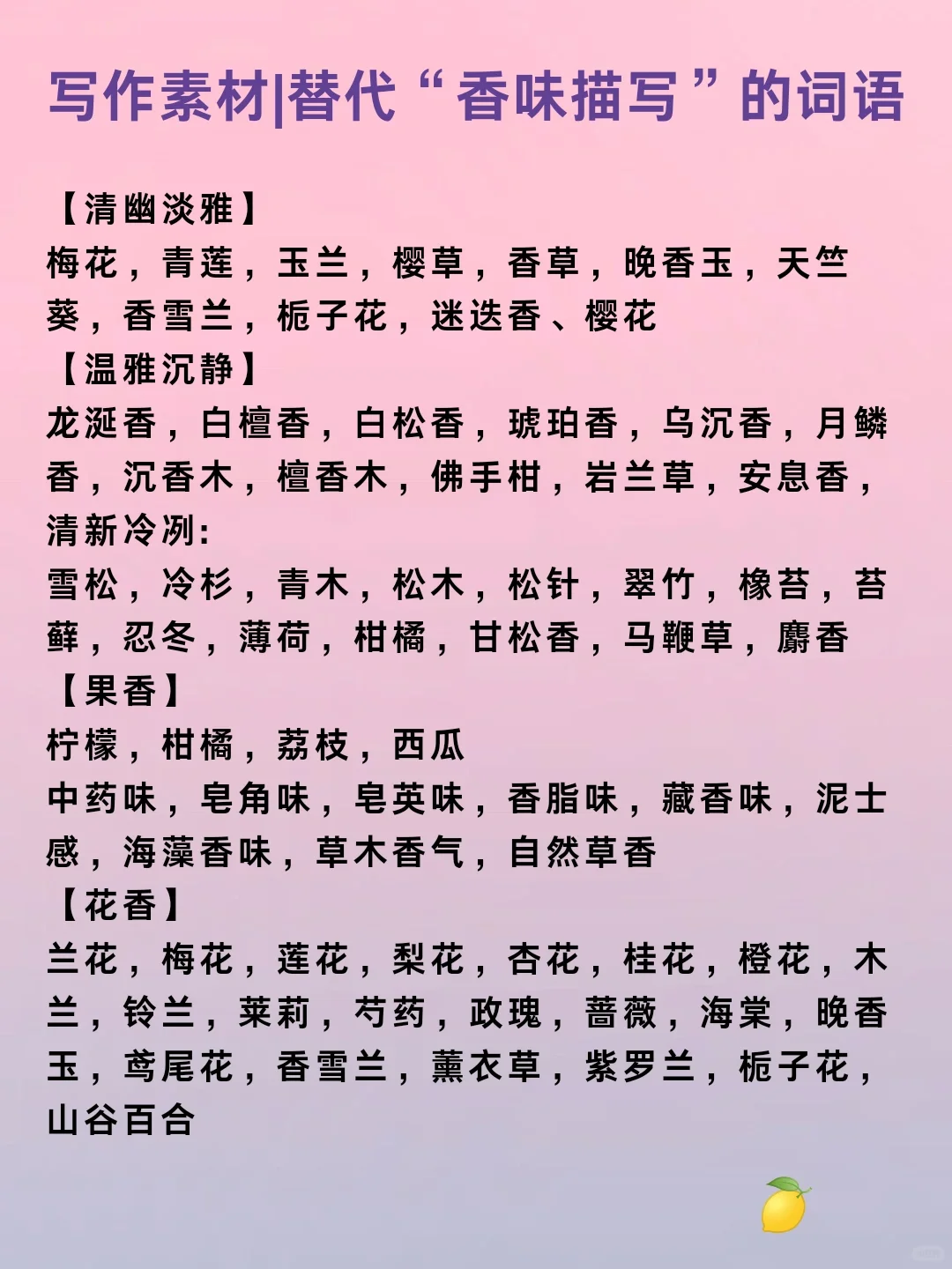 新手写小说，“香味描写”