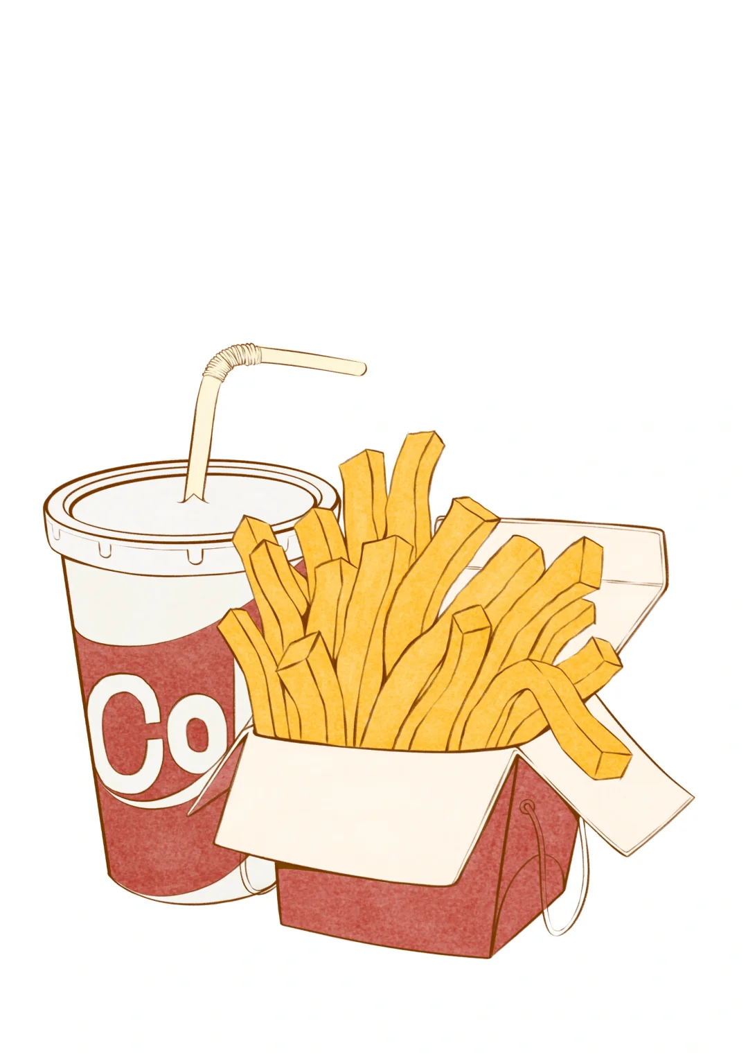 插画临摹练习打卡 011薯条可乐?