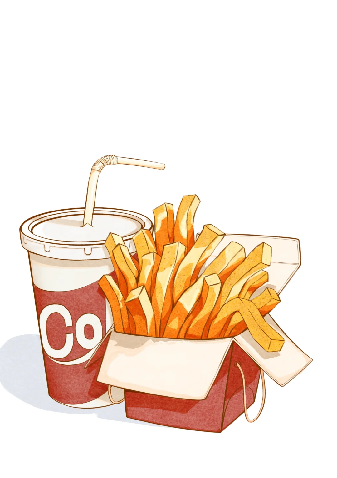 插画临摹练习打卡 011薯条可乐?