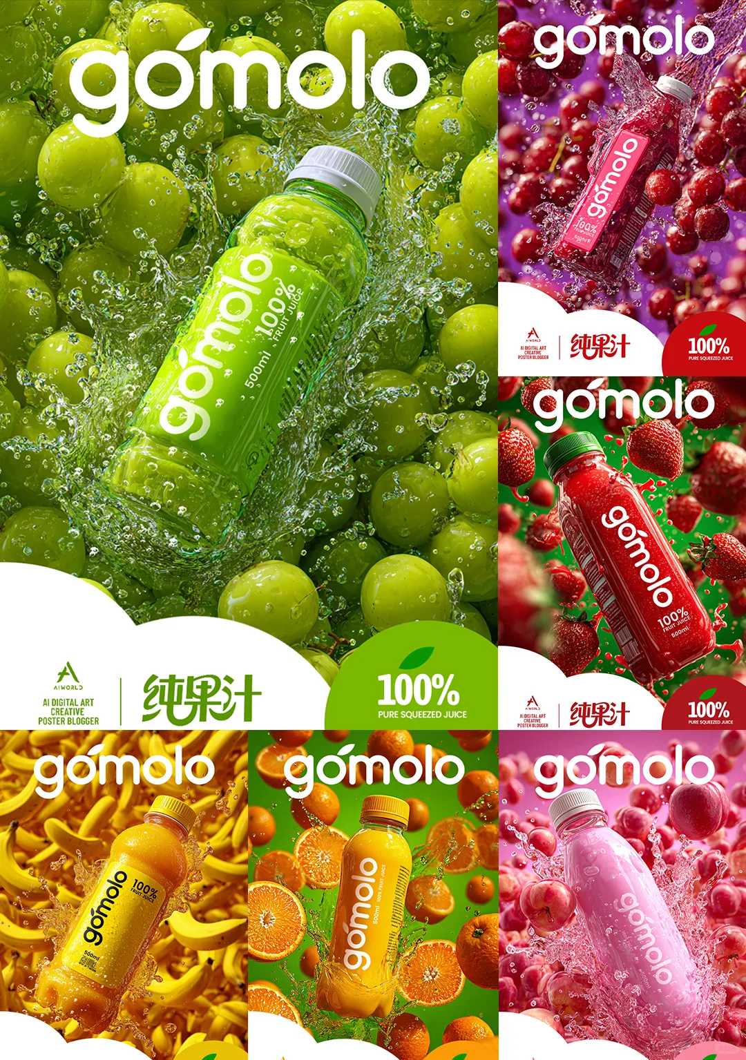 从0到1的ai创作 | 纯果汁饮料夏日多巴胺